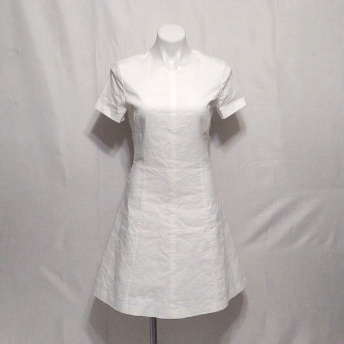 Theory Women's Linen Blend Off-White Shift Dress Us 4 Modern Minimal Chic $365